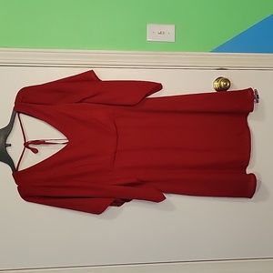Red Dress with Flutter Sleeves